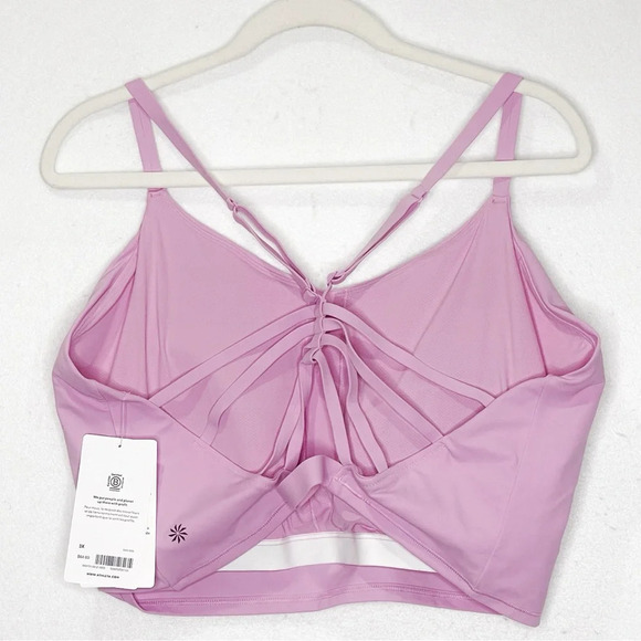 Athleta Elation Strappy Crop Quartz Pink Sports Bra Tank Top D-DD - Picture 4 of 9